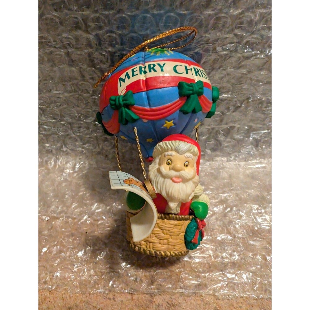 Vintage Trevco Santa Hot Air Balloon Christmas Ornament Collectible w Box